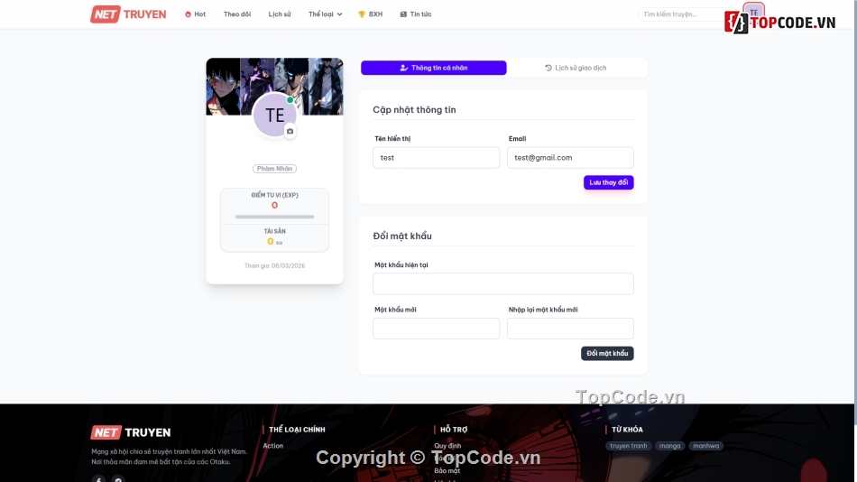 Code truyện tranh,Web đọc truyện,Web Đọc Truyện Tranh Nettruyen Clone,Code Web Đọc Truyện Tranh